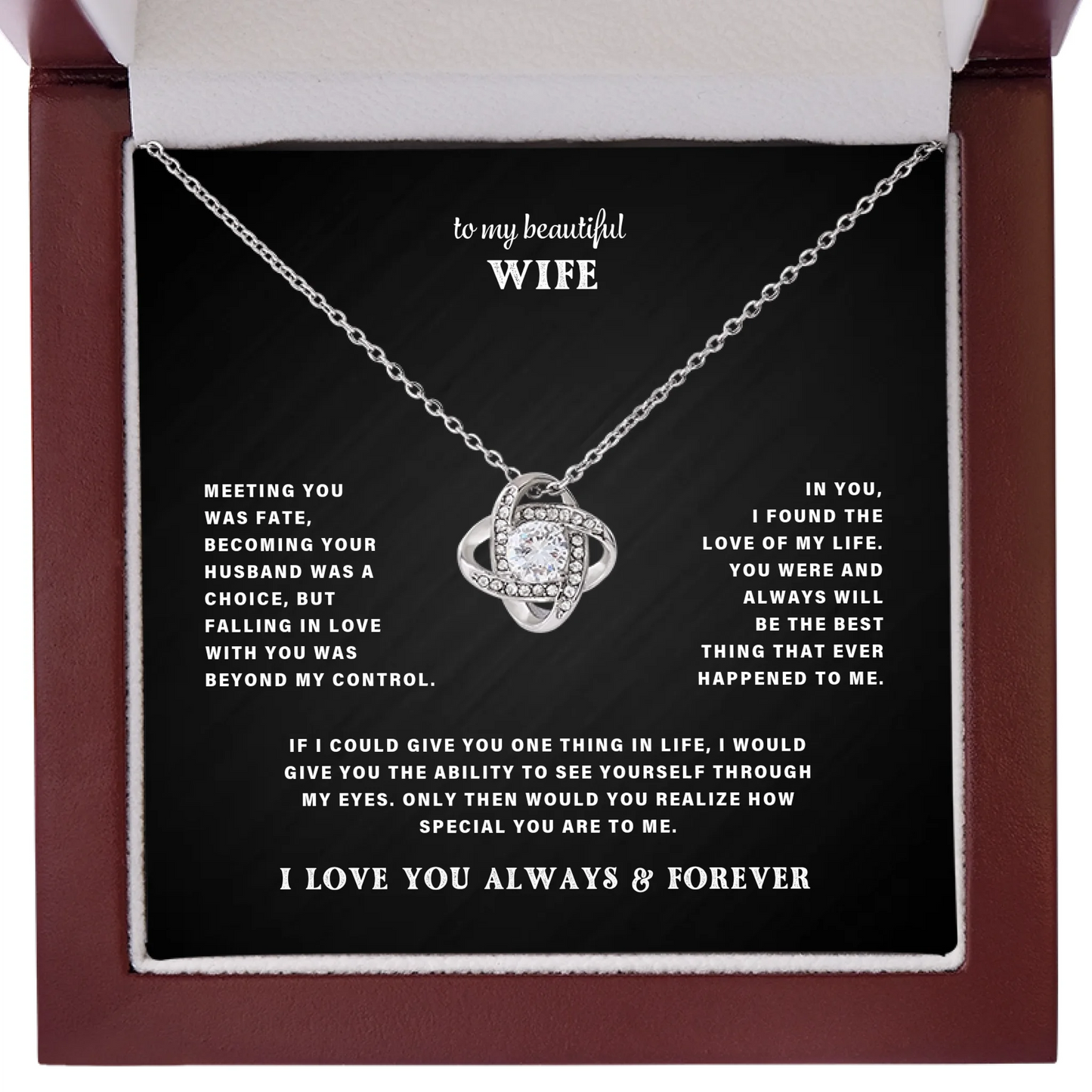To My Wife – Love Knot Necklace – Personalized Gift Set – CLD102
