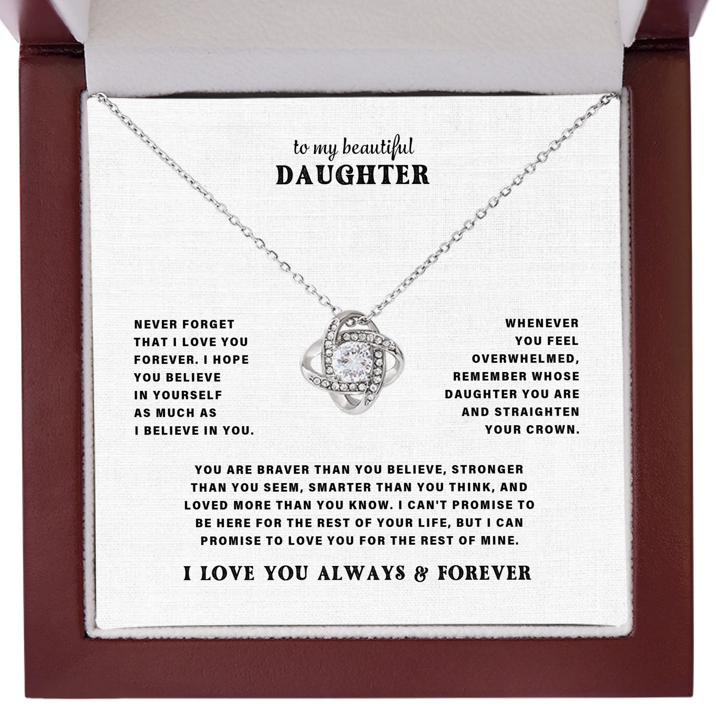 To My Daughter – Love Knot Necklace – Personalized Gift Set – D201