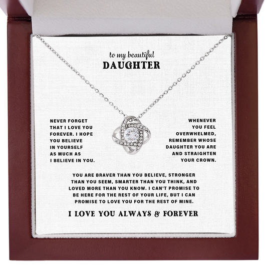 To My Daughter – Love Knot Necklace – Personalized Gift Set – D201