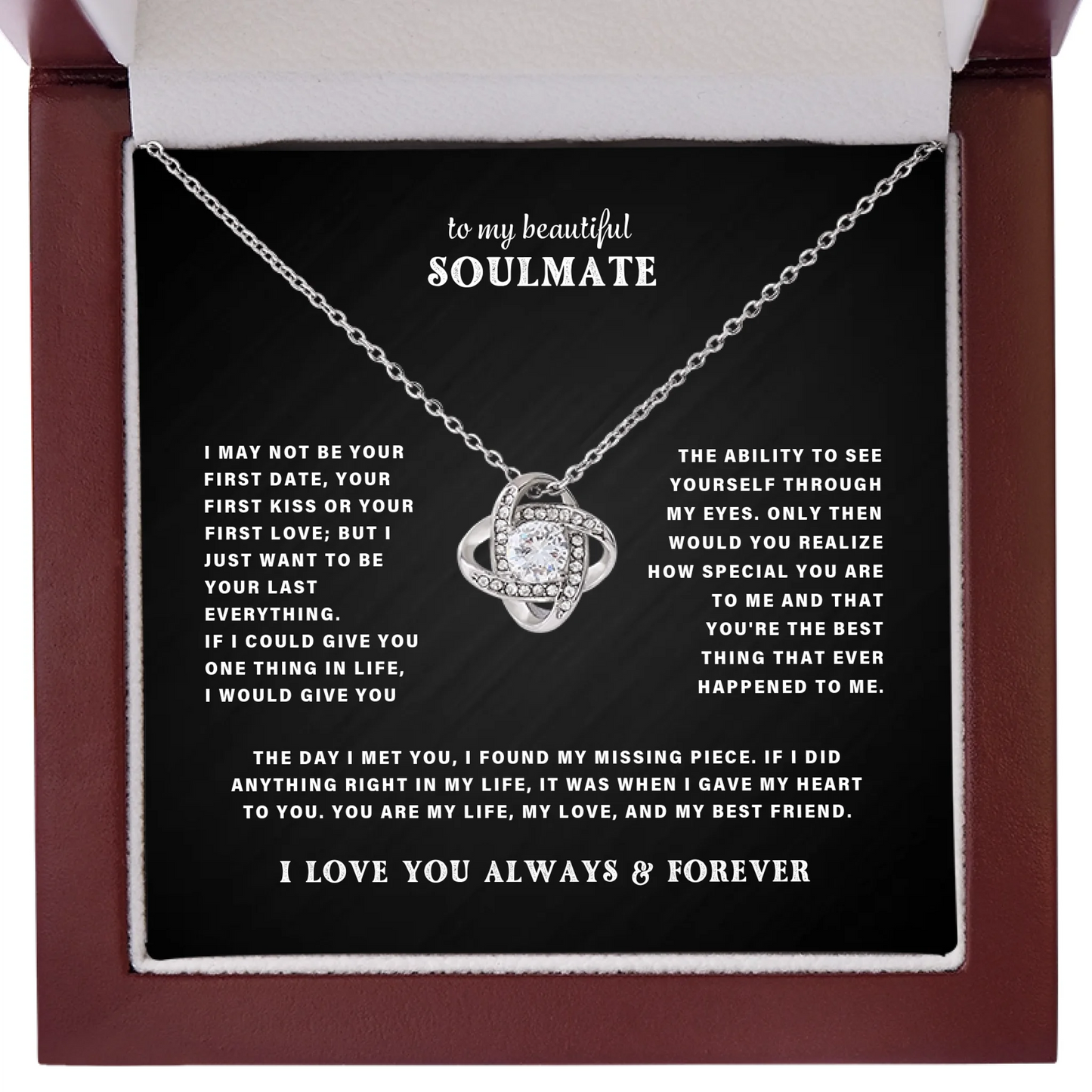 To My Soulmate – Love Knot Necklace – Personalized Gift Set – SL301