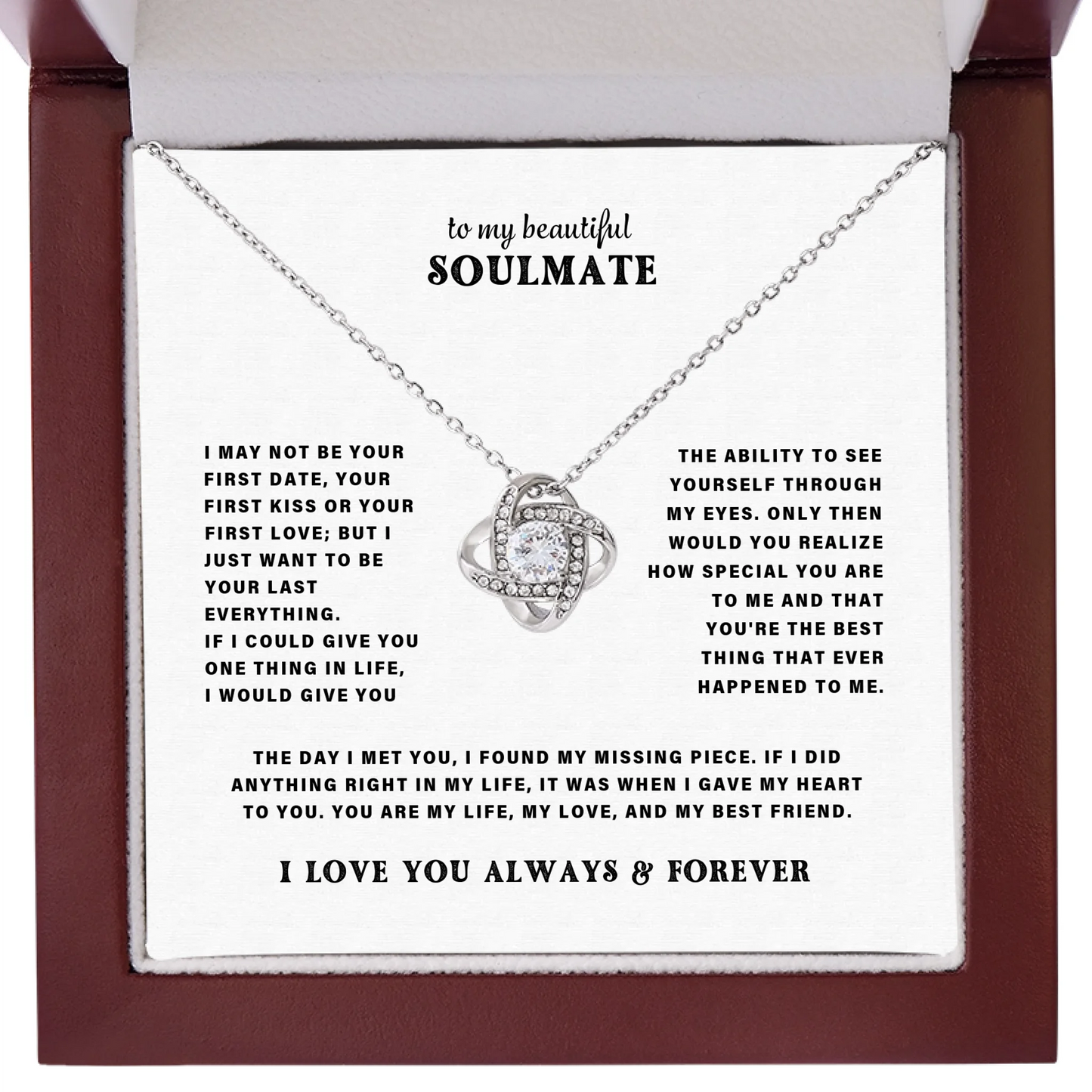 To My Soulmate – Love Knot Necklace – Personalized Gift Set – SL302