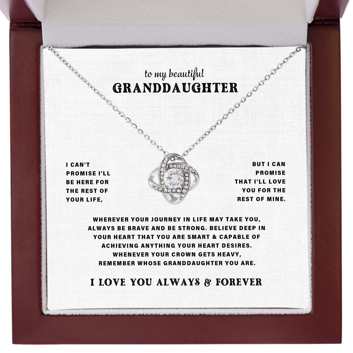 To My Granddaughter – Love Knot Necklace – Personalized Gift Set – GD02