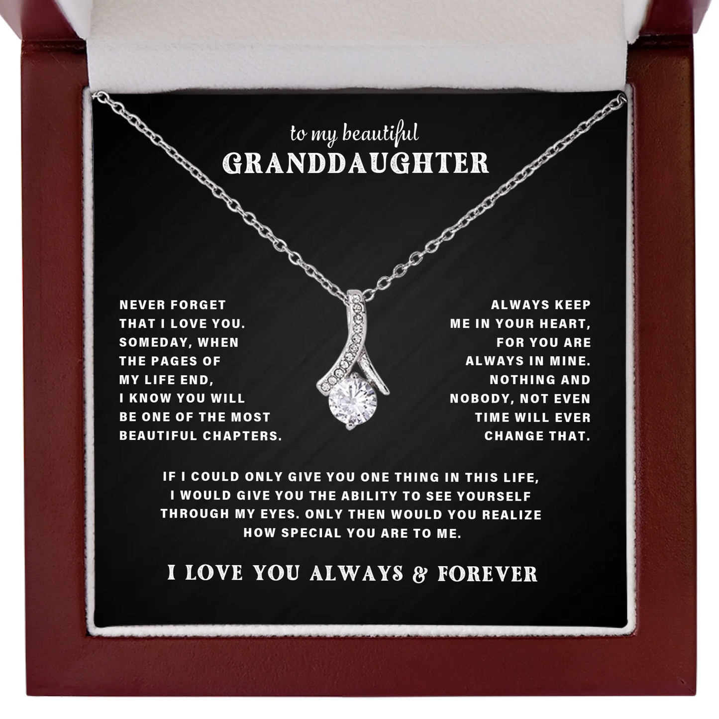 To My Granddaughter – Alluring Beauty Necklace – Personalized Gift Set – GD07