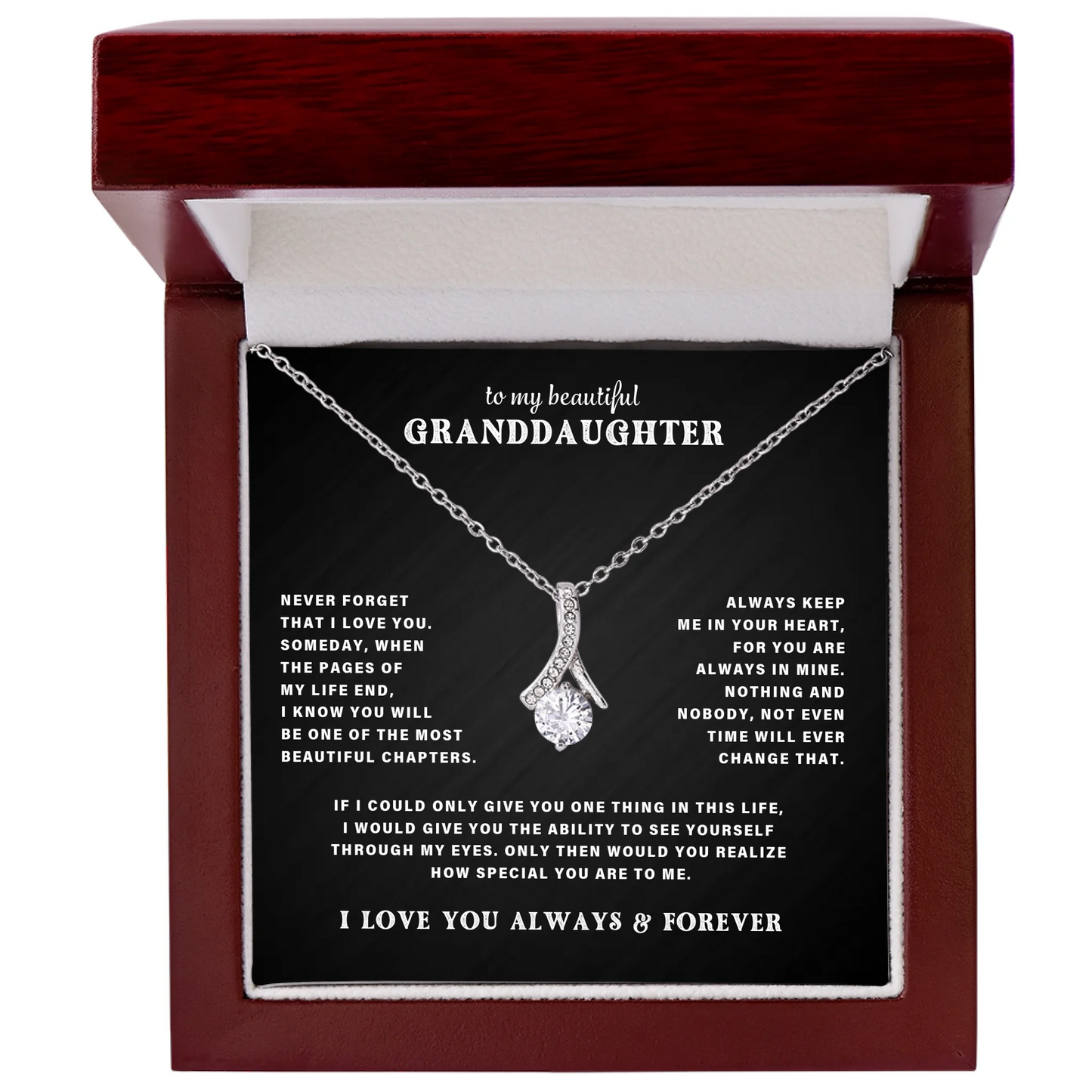 To My Granddaughter – Alluring Beauty Necklace – Personalized Gift Set – GD07