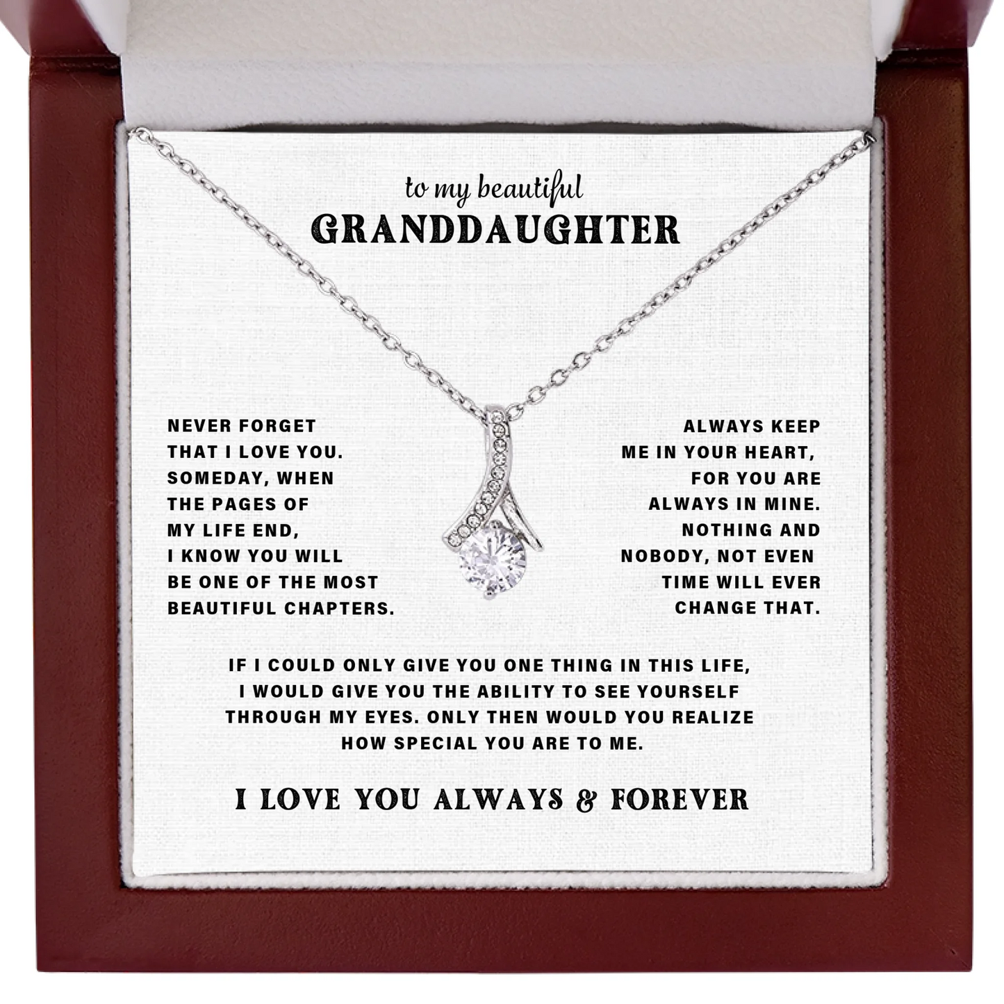 To My Granddaughter – Alluring Beauty Necklace – Personalized Gift Set – GD08