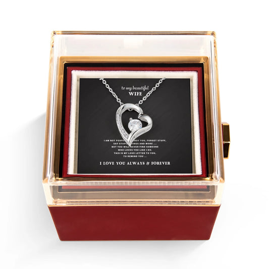 To My Wife Necklace Gift Set – Rotating Rose Gift Box