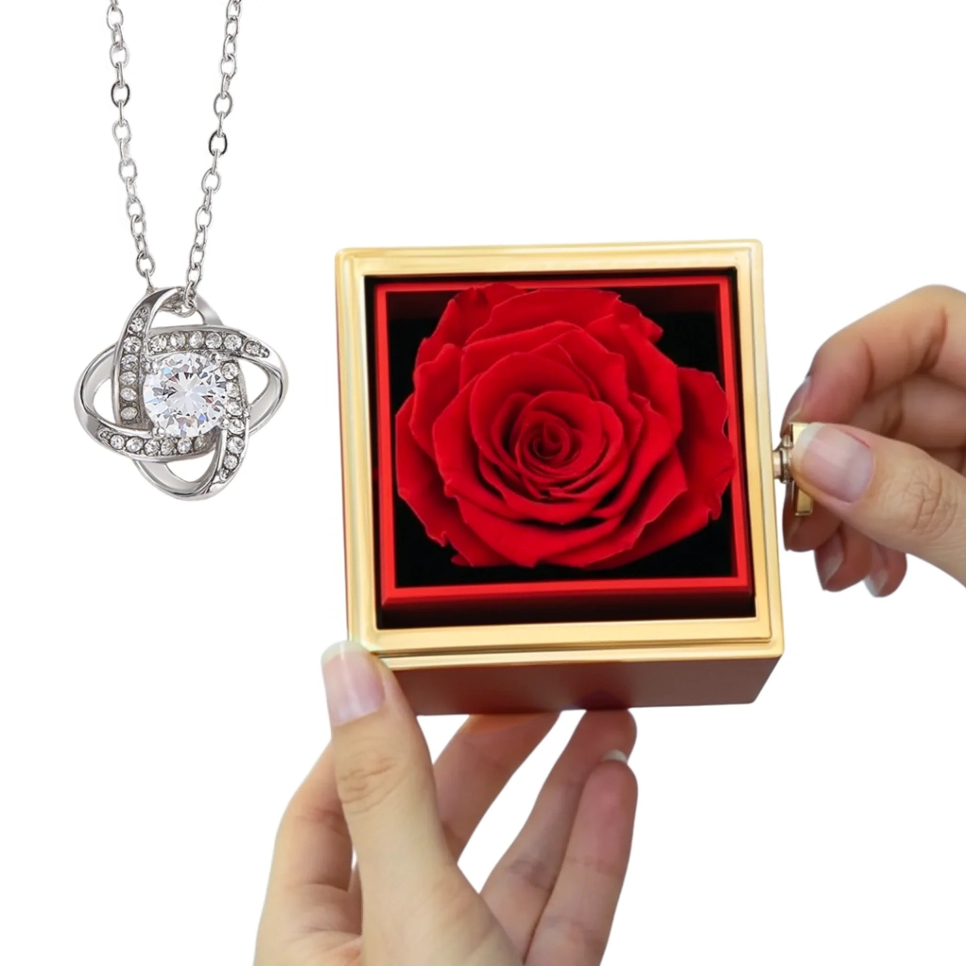 Rotating Rose Box No MC Love Knot Silver 3
