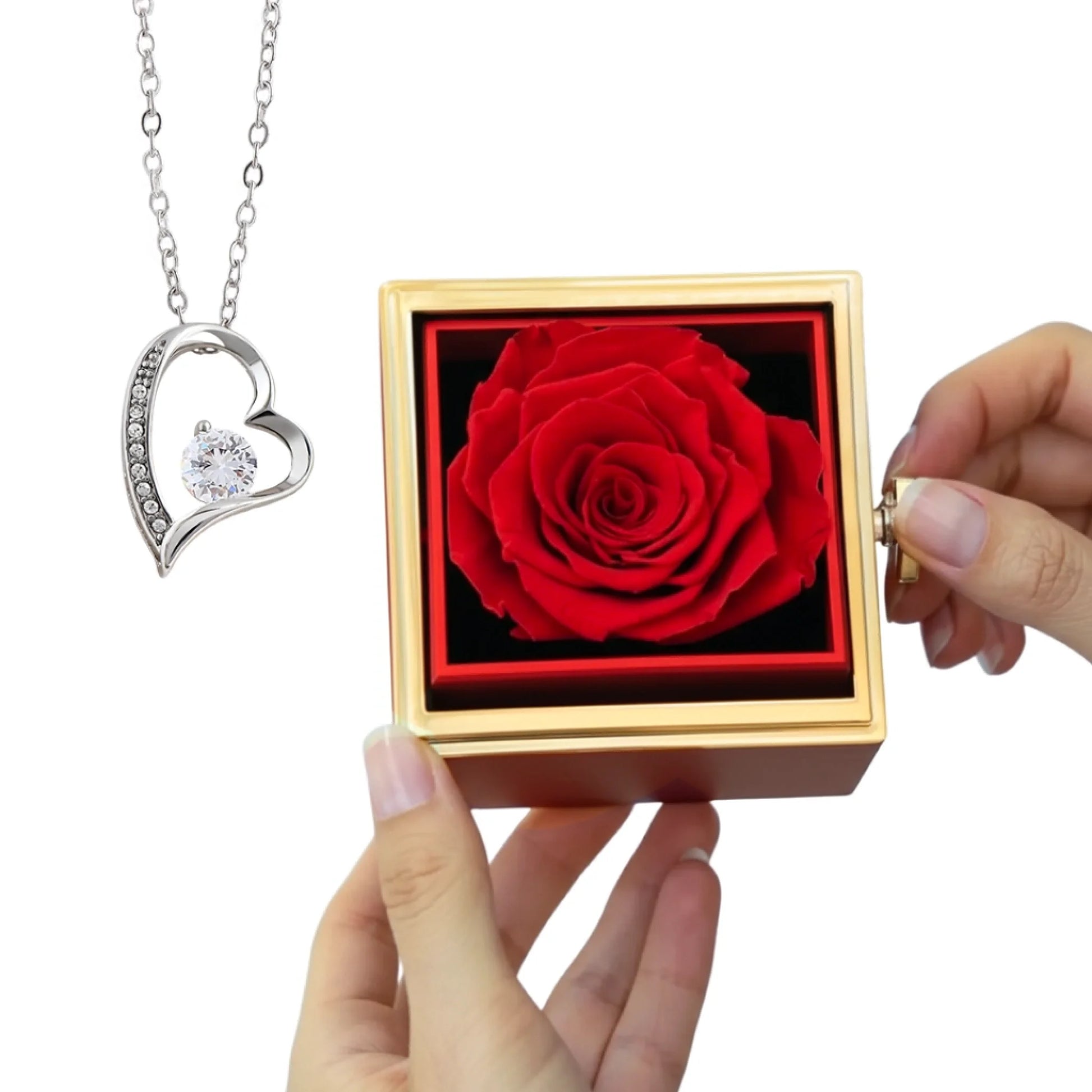 Rotating Rose Box No MC Forever Love Silver 3
