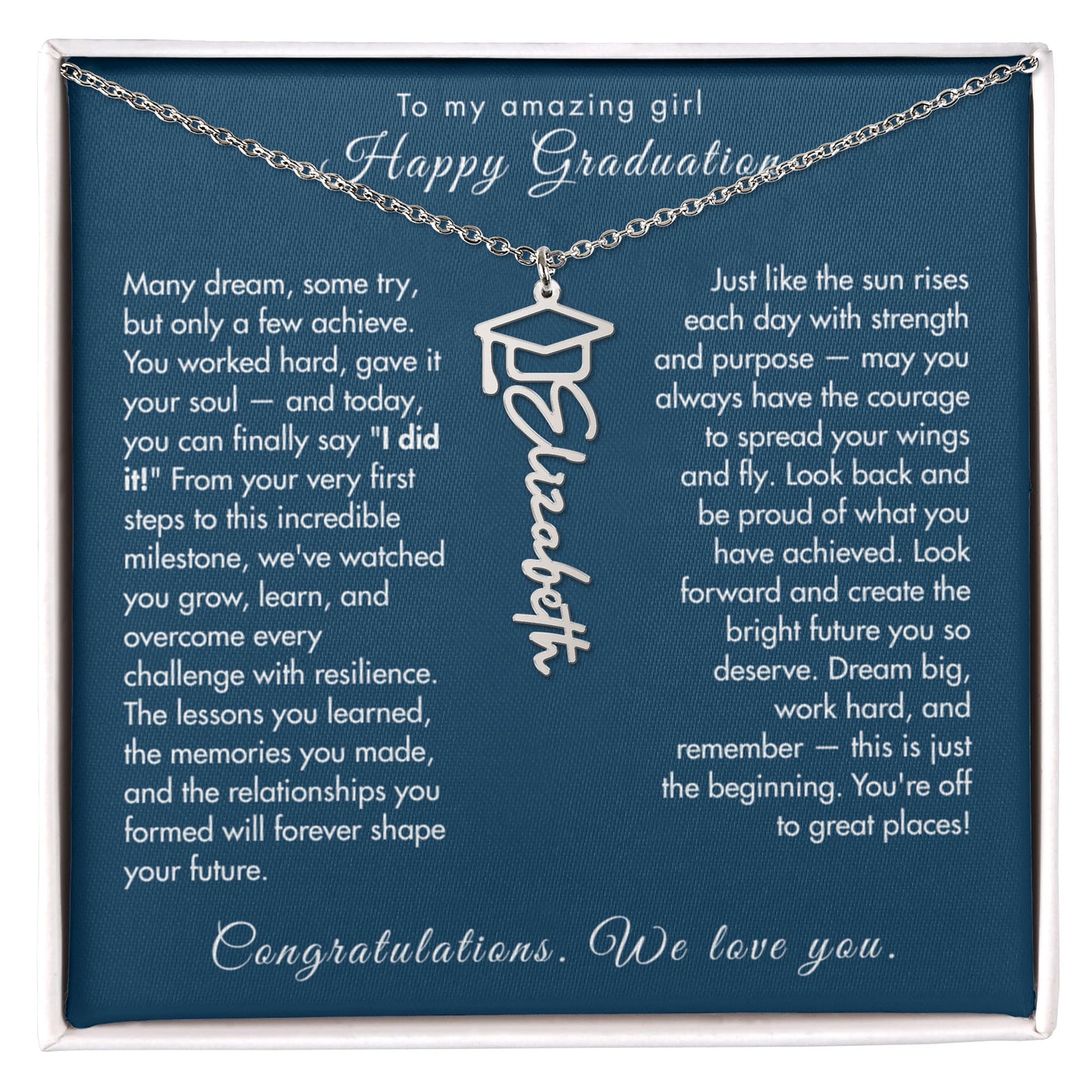 Graduation Cap Name Necklace – Gift for Daughter