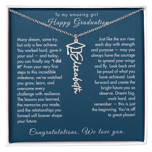 Graduation Cap Name Necklace – Gift for Daughter