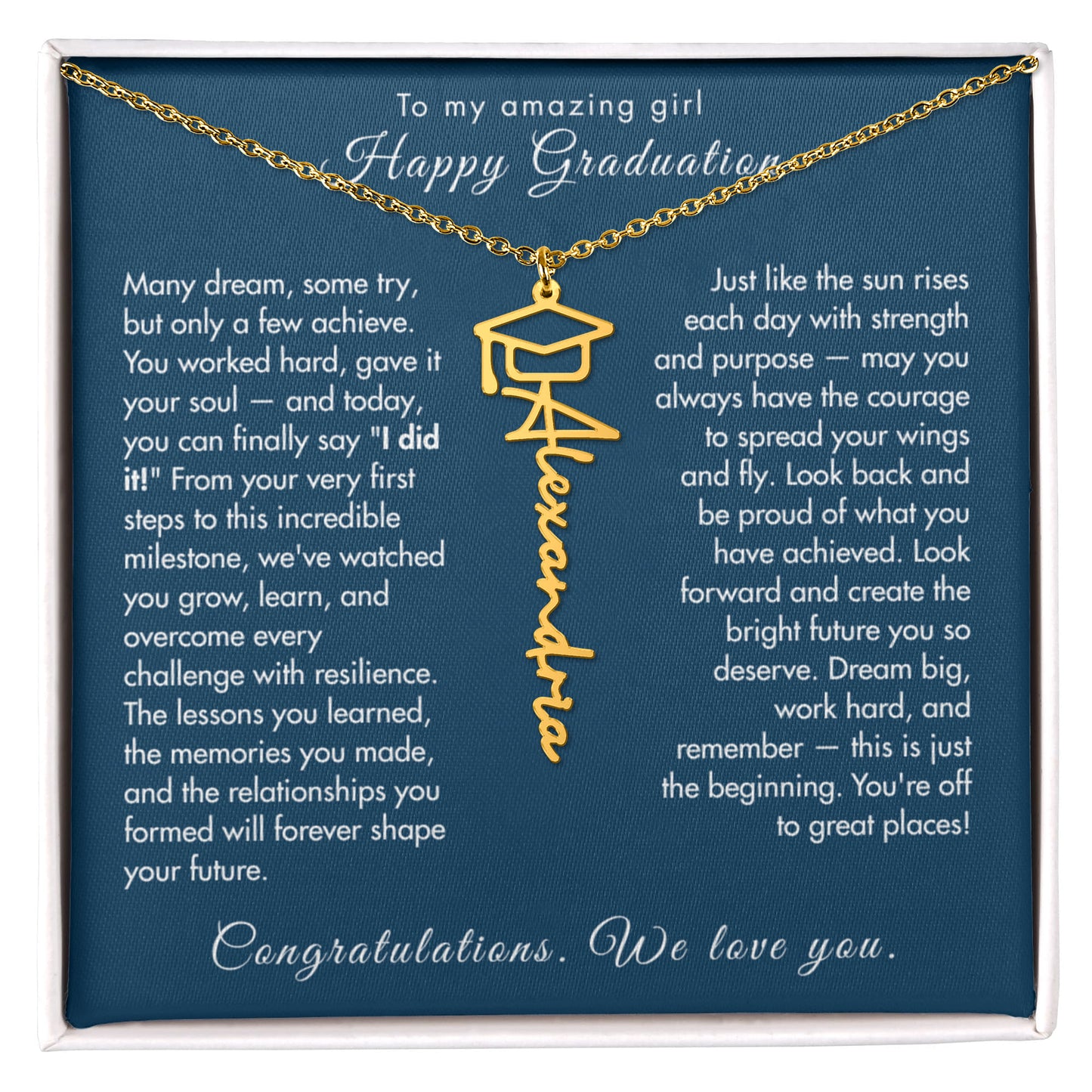 Graduation Cap Name Necklace – Gift for Daughter