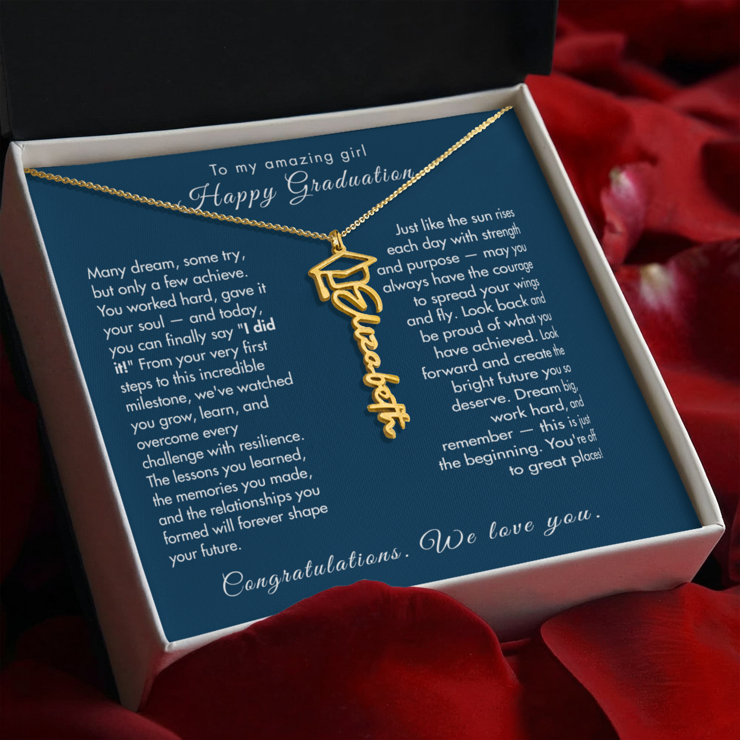 Graduation Cap Name Necklace – Gift for Daughter
